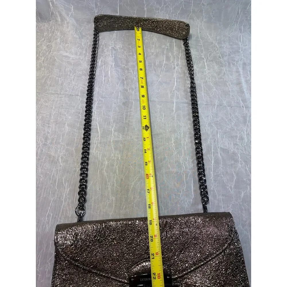 Caterina Lucchi Metallic Bronze Clutch with Chain Shoulder Strap - Picture 8 of 16